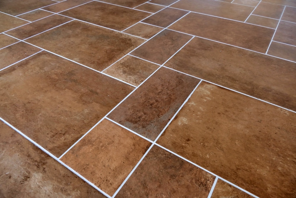Italian terracotta brown floor tiles.