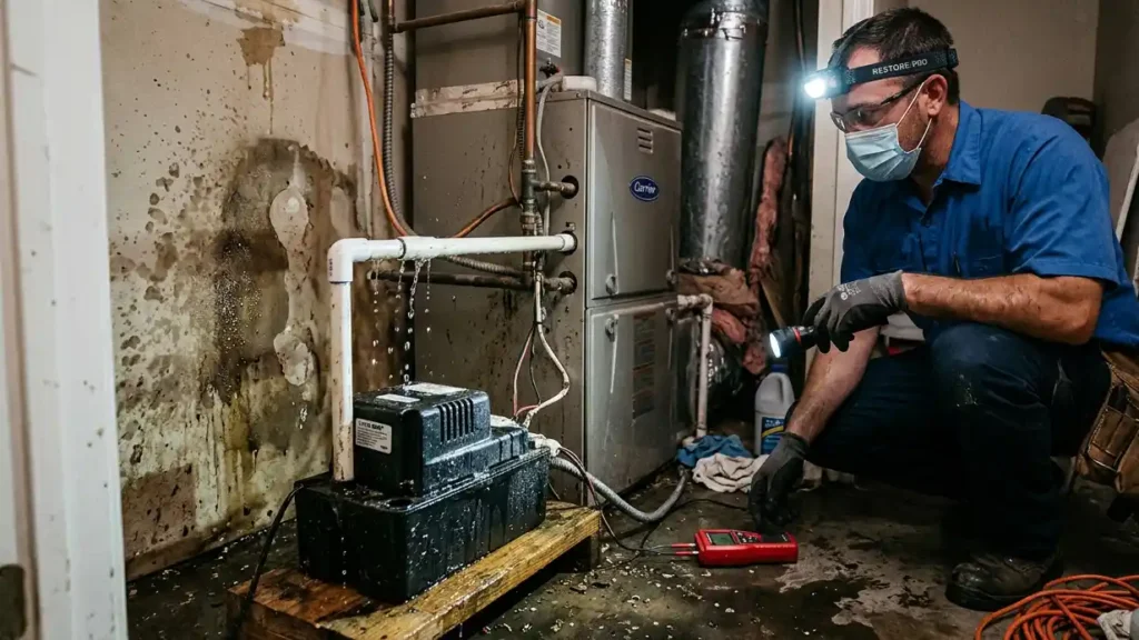 4️⃣ How Condensate Pump Failures Show Up in Attics, Utility Closets, and Interior Walls